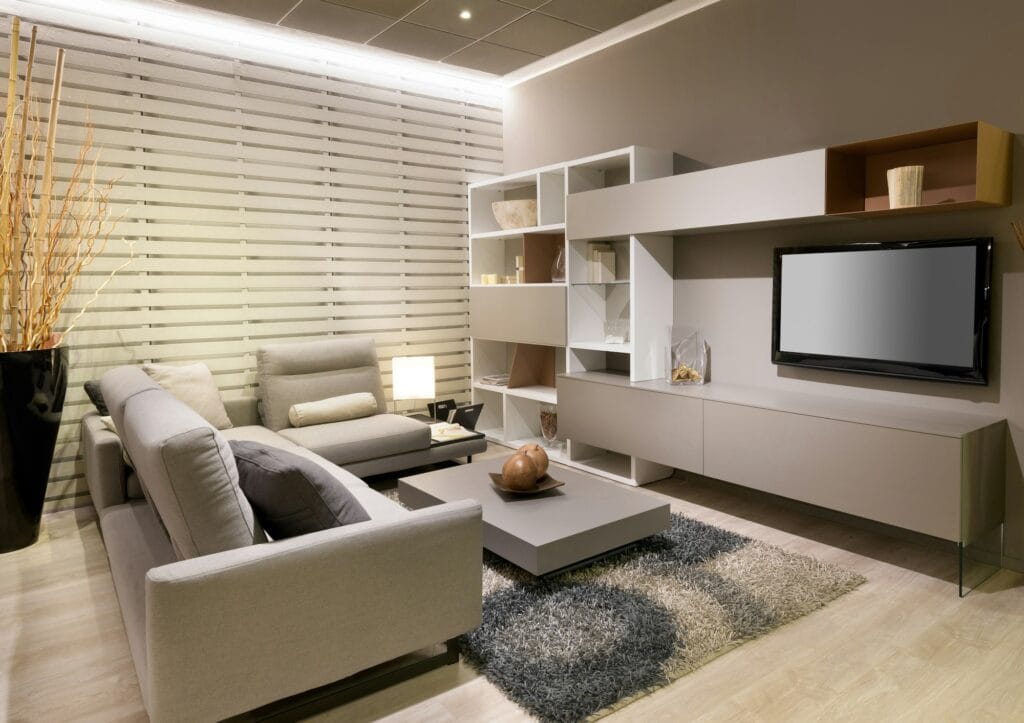 Cabinet Maker Sydney | Modern living room or den with beige decor